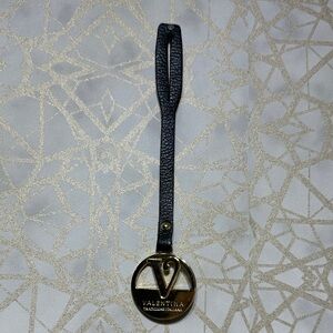 Valentina Black Strap with Gold Emblem Keychain